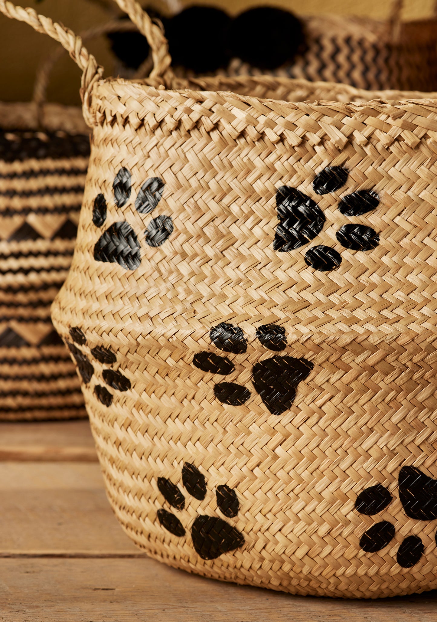 Fair Trade Paw Print Seagrass Basket