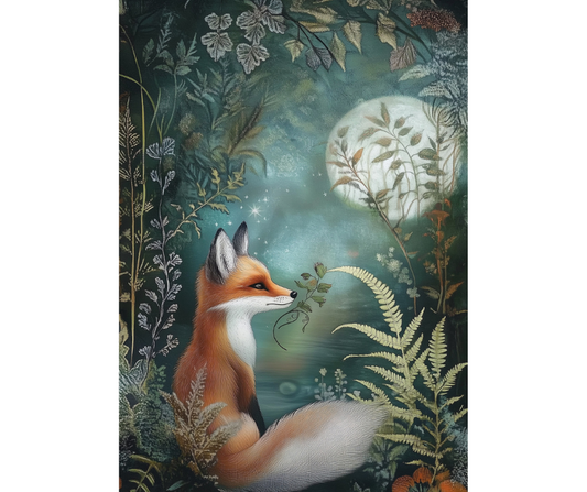 Dog Desk Fox & The Moon Deluxe Greeting Card
