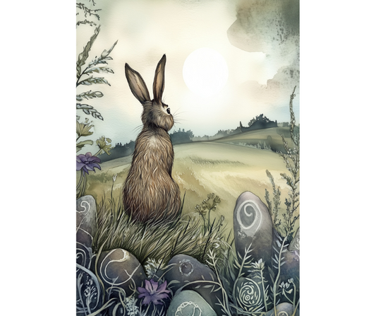 Dog Desk The Ostara Hare Deluxe Greeting Card