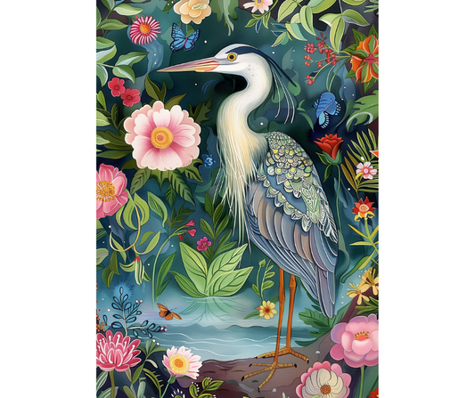Dog Desk Heron In The Chinese Garden Deluxe Greeting Card