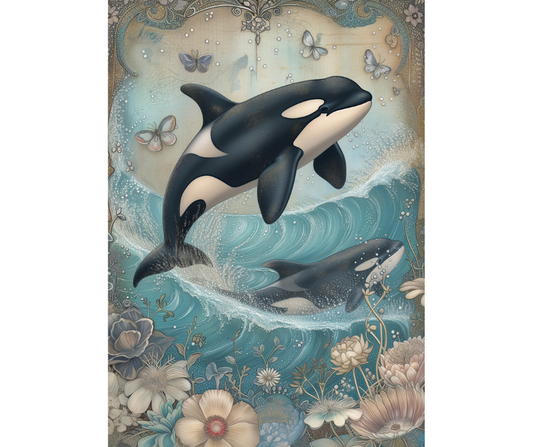 Dog Desk Orca Deluxe Greeting Card
