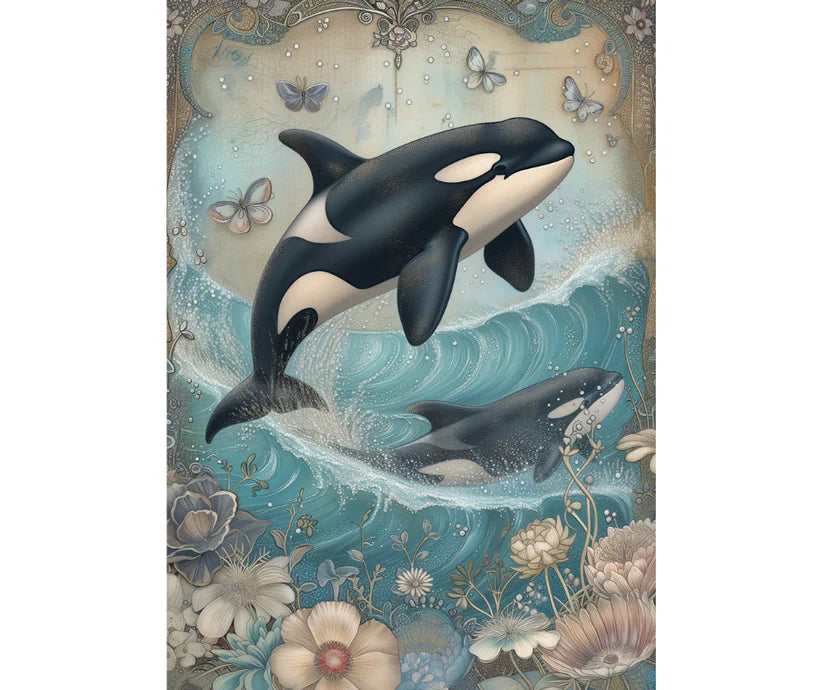 Dog Desk Orca Deluxe Greeting Card
