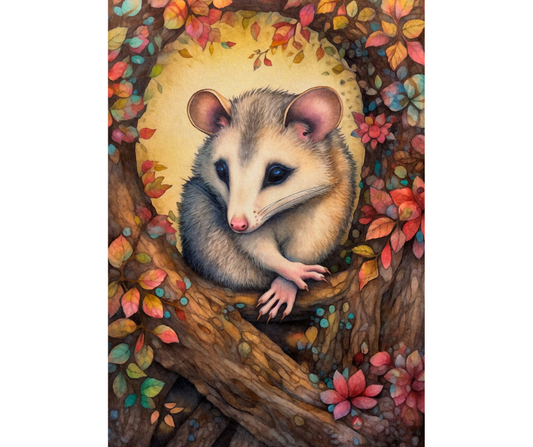 Dog Desk Boho Possum Deluxe Greeting Card