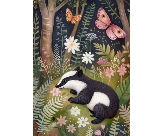 Dog Desk Badger In The Friendly Forest Deluxe Greeting Card