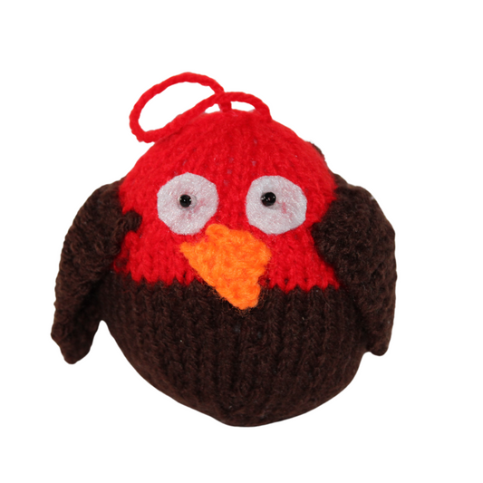 Hand Knitted Robin Christmas Tree Decoration