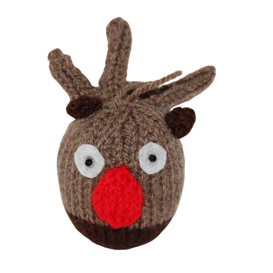 Hand Knitted Reindeer Christmas Tree Decoration Style B