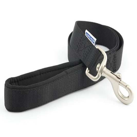 Ancol Nylon Lead Black 100cm Padded Handle