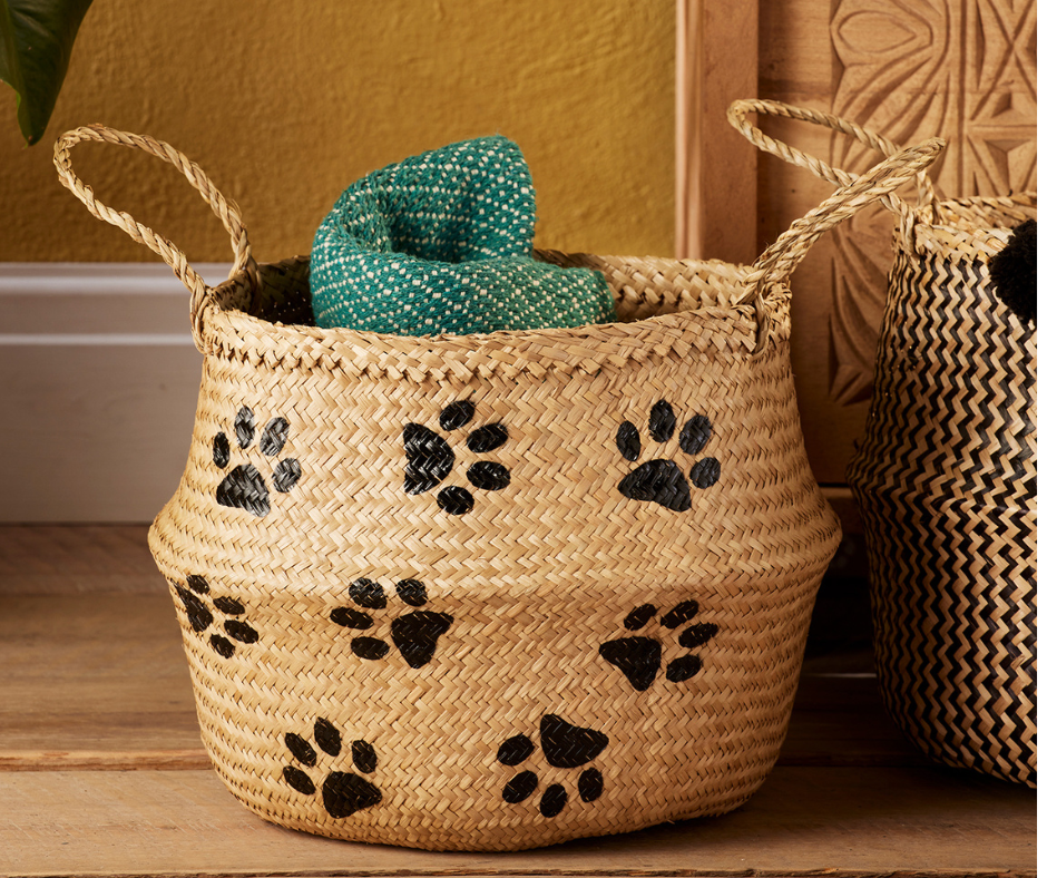 Fair Trade Paw Print Seagrass Basket