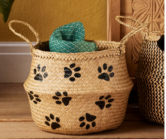 Fair Trade Paw Print Seagrass Basket