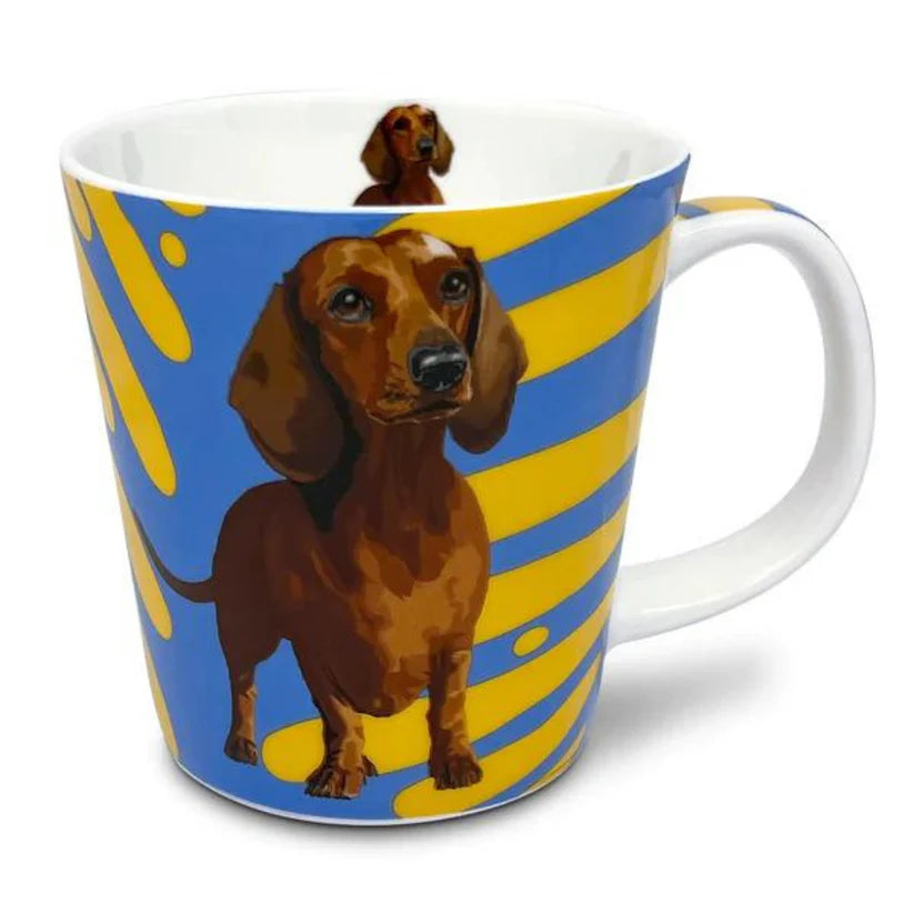 Set of 4 Quality Bone China Leslie Gerry Dog Mugs Collie, Springer, Lab & Dachshund