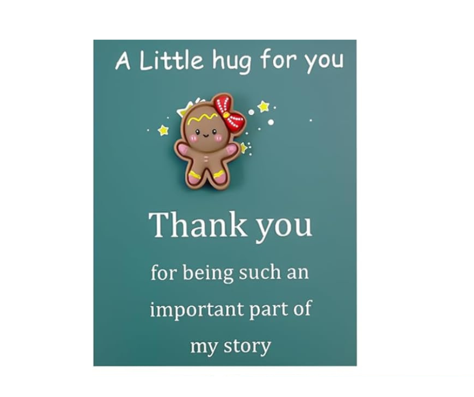 A Little Hug for You – Thank You Card with Cute Gingerbread Charm