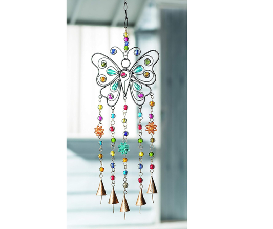 Fair Trade Butterfly Windchime with Mixed Beads