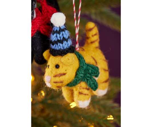 Felt Cosy Ginger Cat Christmas Decoration