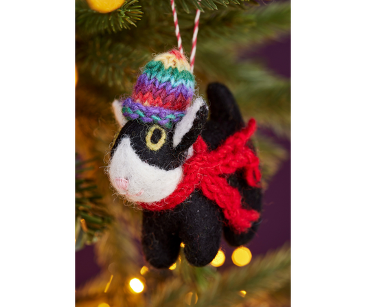 Felt Cosy Black Cat Christmas Decoration