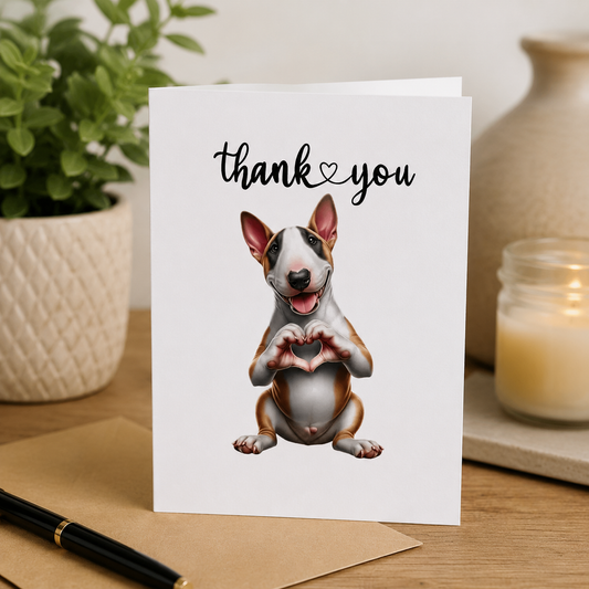 Dog Desk Bull Terrier Thank You Deluxe Greeting Card