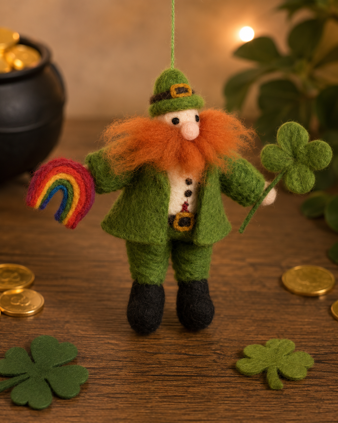 Fairtrade Handmade Felt Lucky Leprechaun Irish Hanging Decoration