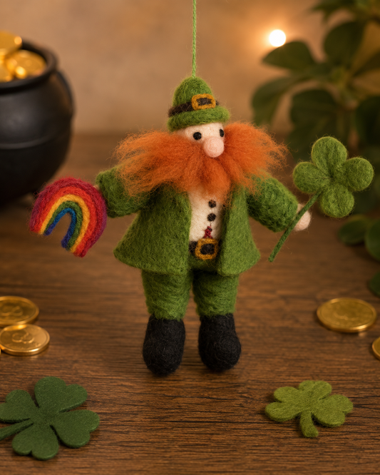 Fairtrade Handmade Felt Lucky Leprechaun Irish Hanging Decoration