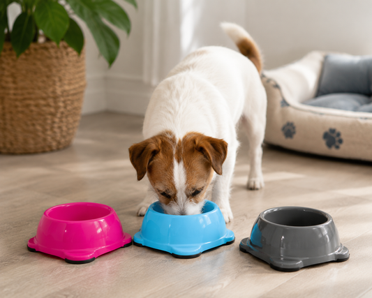 Animal Instincts Plastic Cat Bowl Grey Pink Blue 200ml
