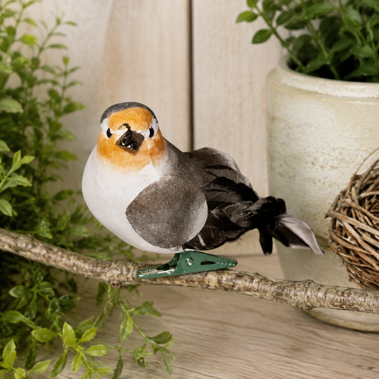 Sass & Belle Stonechat Ornamental Bird Clip