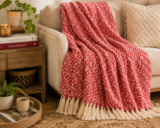 Fair Trade Diamond Weave Cotton Handloom Throw