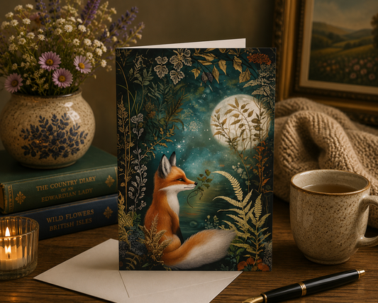 Dog Desk Fox & The Moon Deluxe Greeting Card