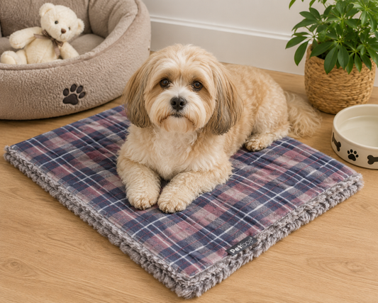 Petface Check Pattern Comforter Dog Blanket, Dove Grey