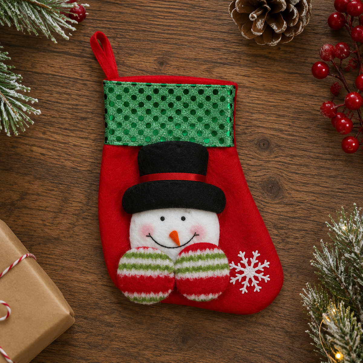 Small Christmas Xmas Stocking Snowman