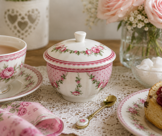Orchid Designs Vintage Rose Sugar Bowl