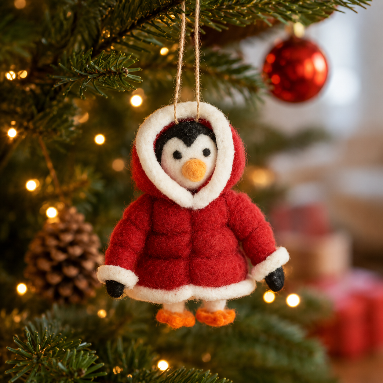 Penguin in Puffer Jacket Felt Decoration