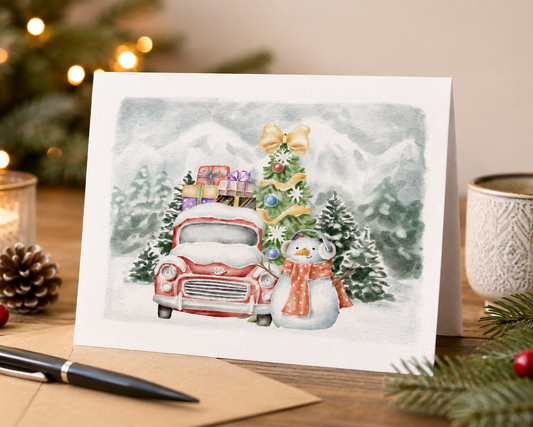 Dog Desk Forest Friends Snowman And Gifts Deluxe Christmas Card