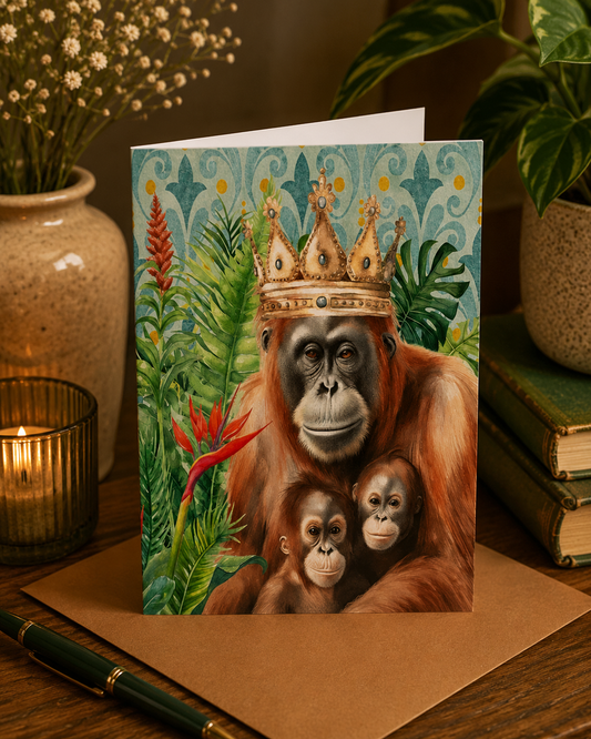Dog Desk In Celebration Of Mothers Orangutan Deluxe Greeting Card