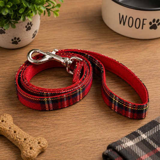 Urban Pup Red Tartan Fabric Dog Lead