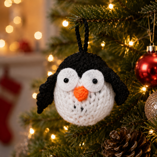 Hand Knitted Small Penguin Christmas Tree Decoration