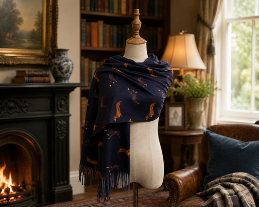 Dachshund Sausage Dog Print Tassel Scarf