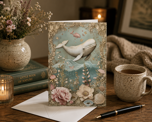 Dog Desk Vintage Under The Sea Deluxe Greeting Card