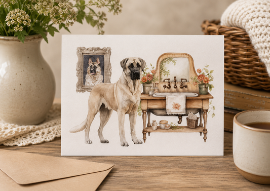 Dog Desk Kangal In The Bathroom Deluxe Card