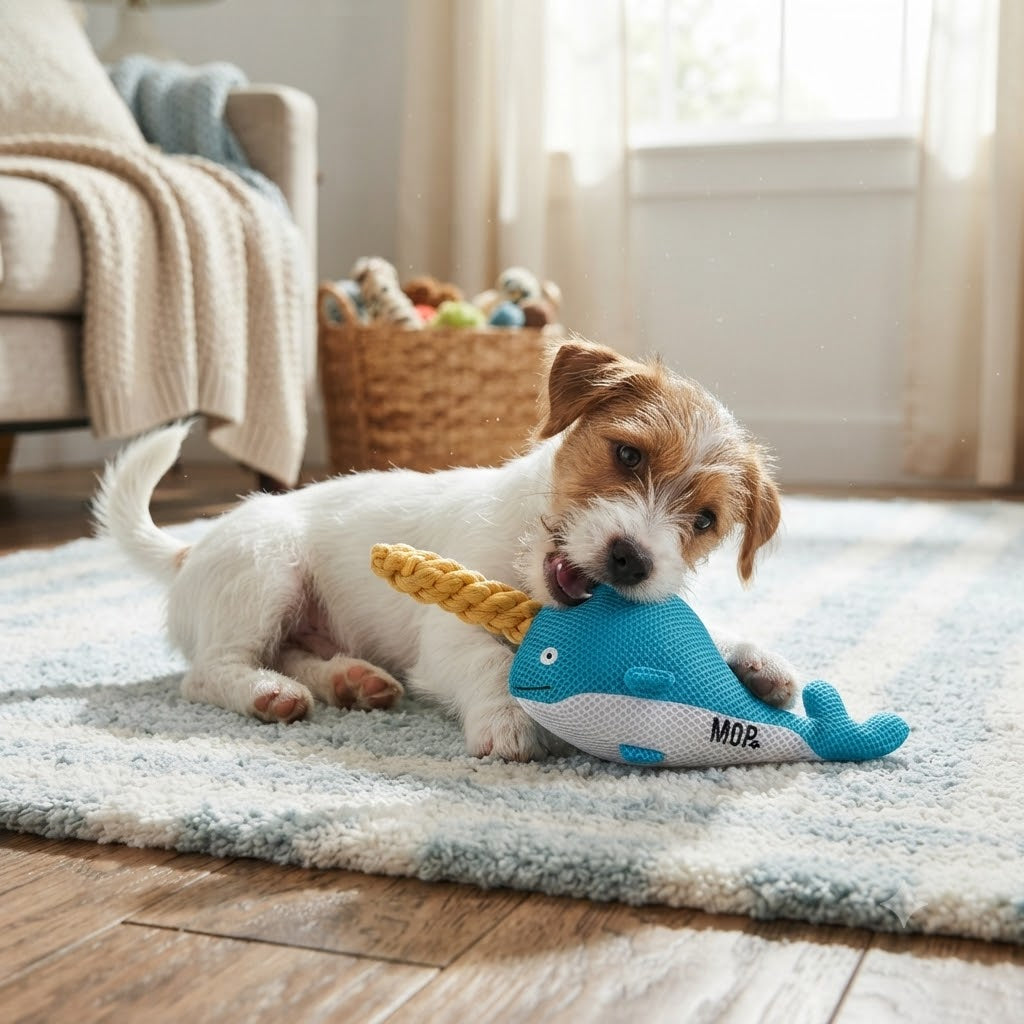 Nancy the Narwhal Plush Rope Dog Toy