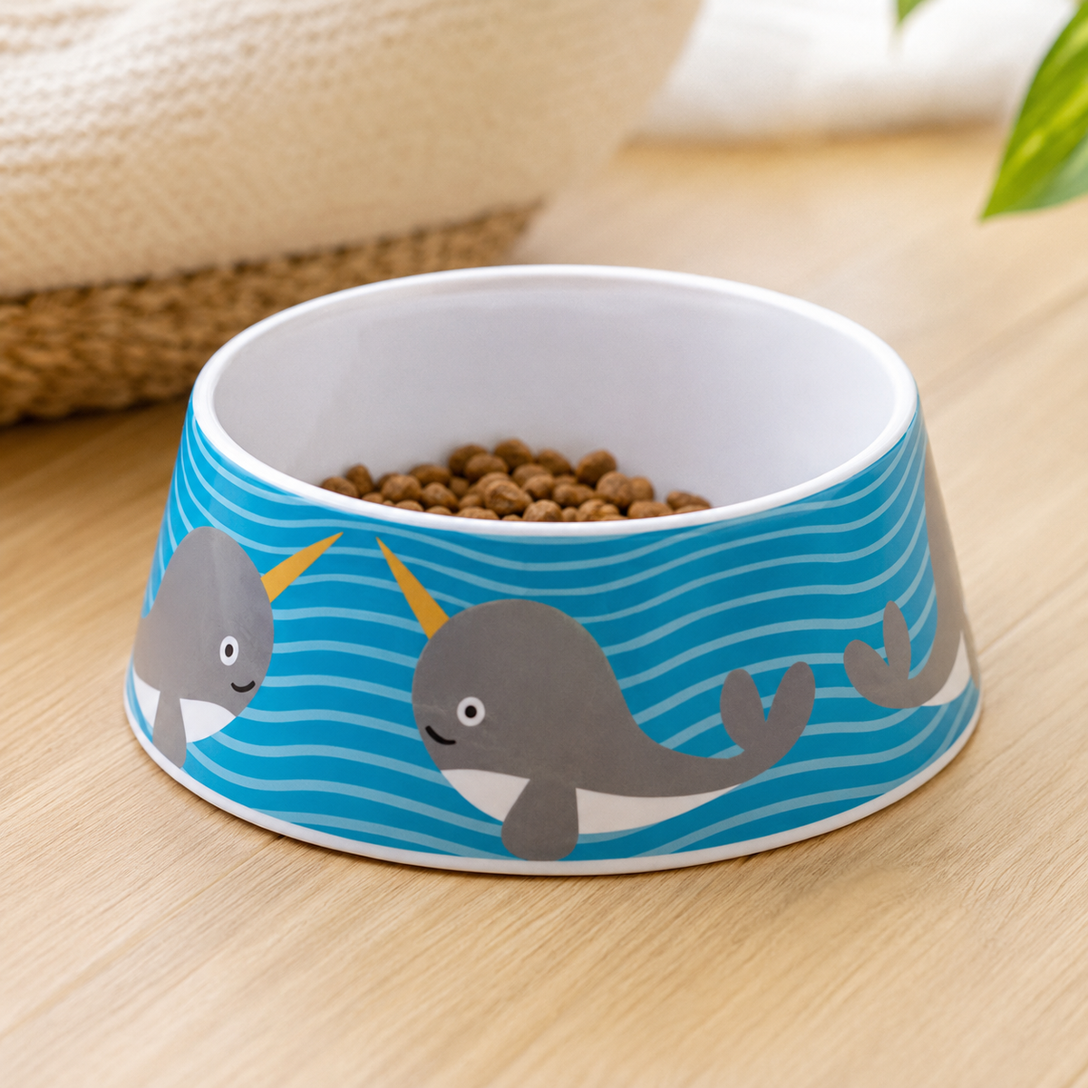 Melamine Non-slip Dog Bowl Narwhal