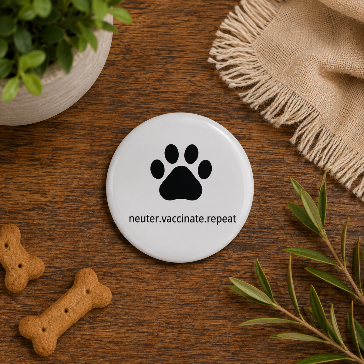 Animal Welfare Slogan Street Homeless Stray Dog Mantra Neuter Vaccinate  Badge