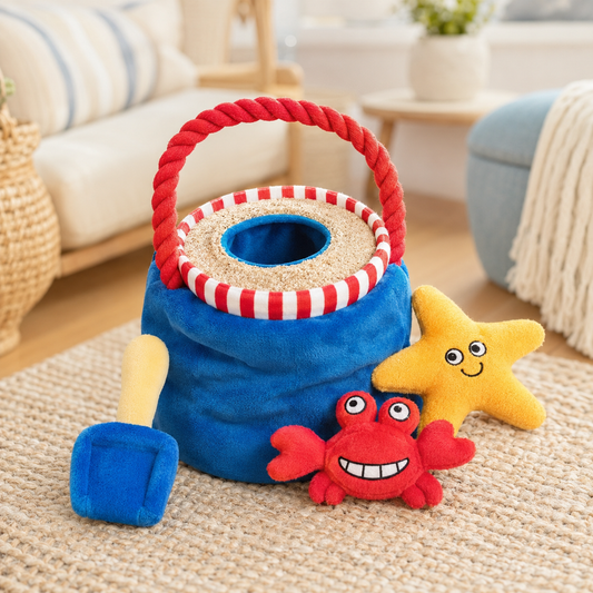 Hide And Seek Seaside Bucket Plush Dog Toy
