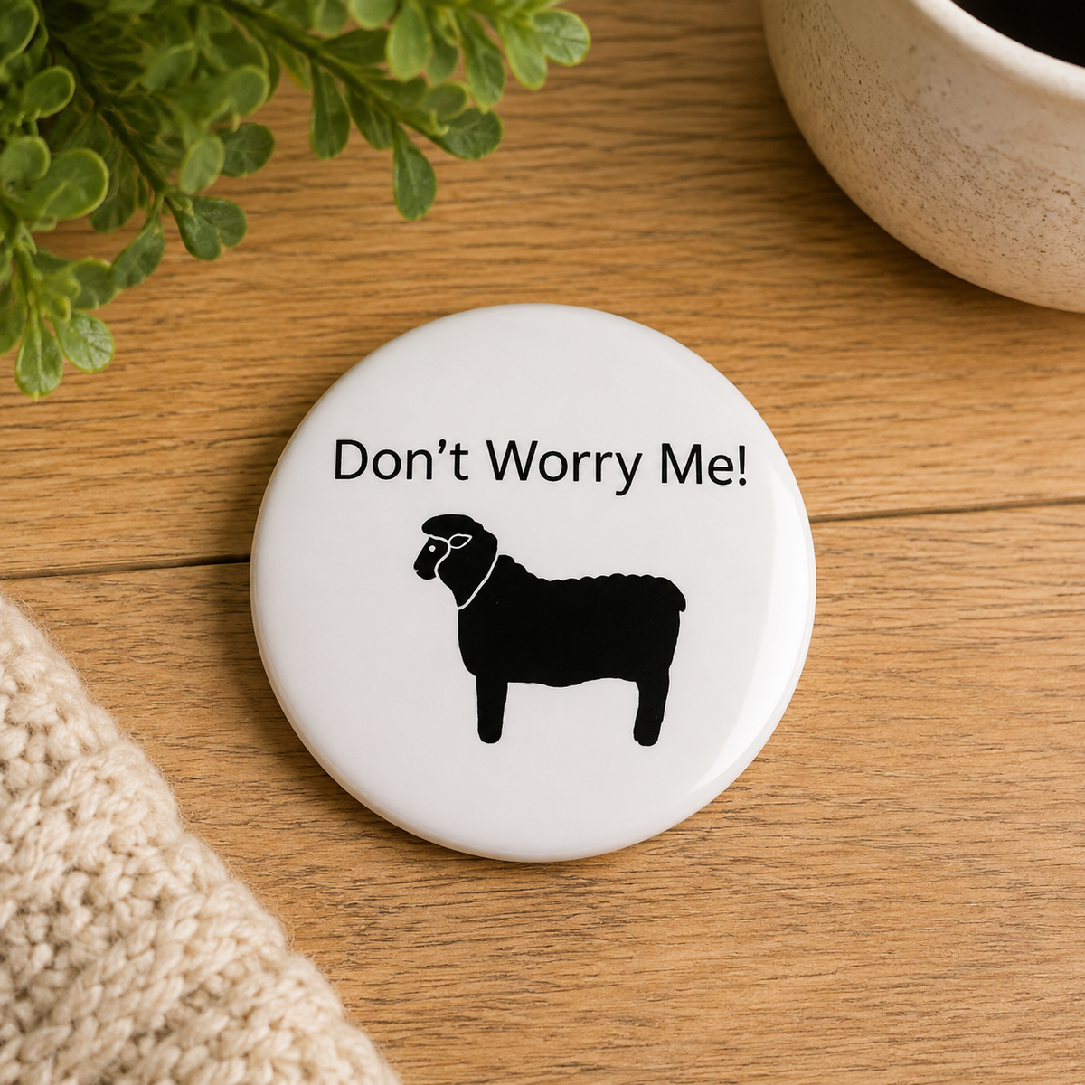 Animal Welfare Slogan Sheep Worrying Dog Education Don't Worry Me Badge