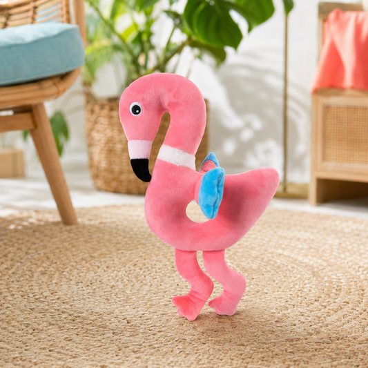 Flamingo Plush Dog Toy With Squeaker