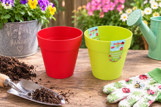 Garden Bugs Kids Children's Gardening Two Flower Pots