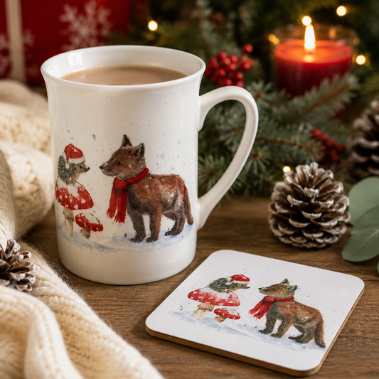 Bree Merryn Bristle & Brush Mug & Coaster Fox & Hedgehog