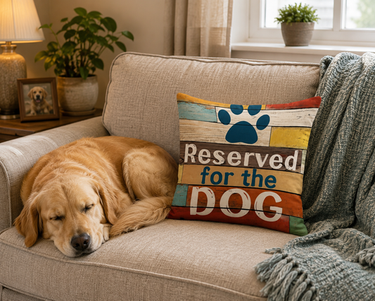Reserved for the Dog Cushion & Cushion Cover  Fun Paw Print Home Décor