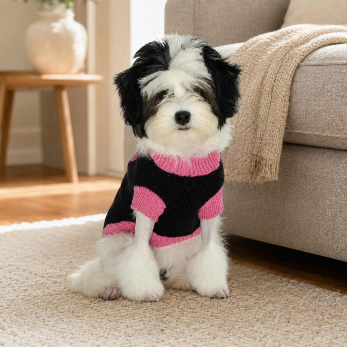 Black & Pink Mod Dog Jumper Sweater