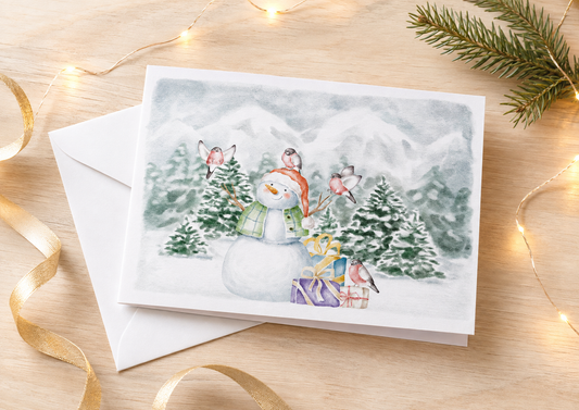 Dog Desk Forest Friends Birds And Snowman Deluxe Christmas Card