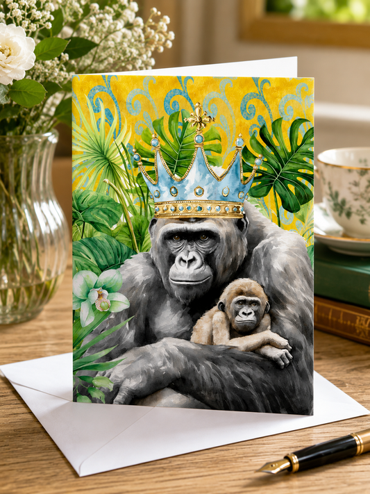 Dog Desk In Celebration Of Mothers Mountain Gorilla Deluxe Greeting Card