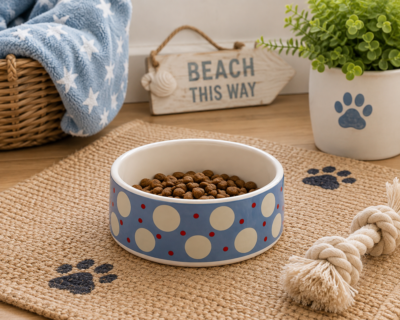 Marine Spot Ceramic Dog Bowl