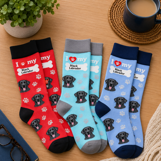 Sock Society Black Labrador Dog Pattern Socks